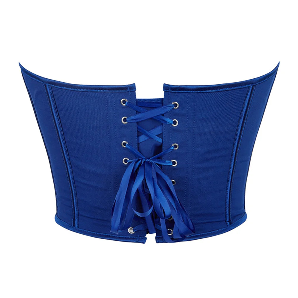 Sexy Women Overbust Corsets Crop Tops Golden Printed Bustiers Lace Up Body Shaper Lingerie Gothic Corselet
