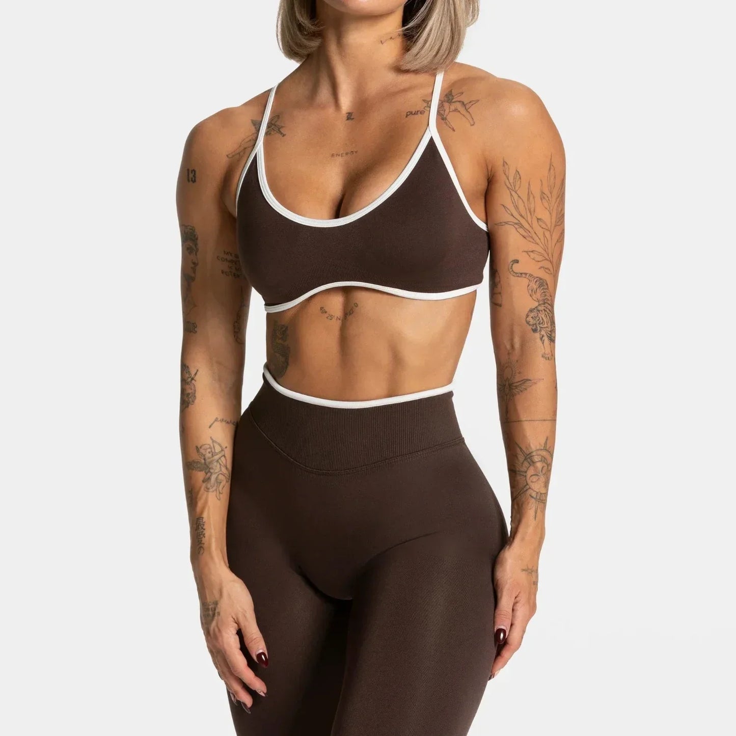 Summer Women's Solid Color Sports Suspender Bra Sexy Backless Knit with Chest Cushion Suspender Yoga Fitness Top