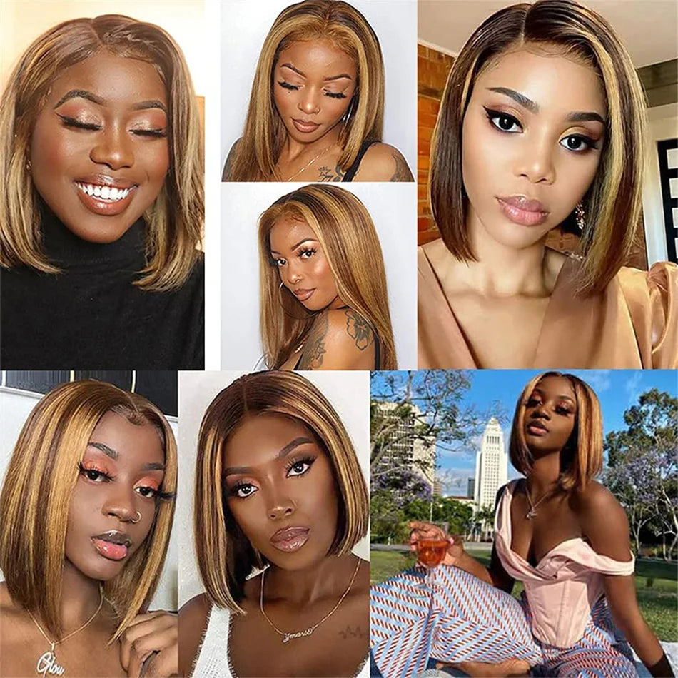 13x4 Nave Blue Bob Wig Colored Lace Front Human Hair Wigs Short Bob Wig Dark Blue Bone Straight Lace Frontal Wig 100% Human Hair