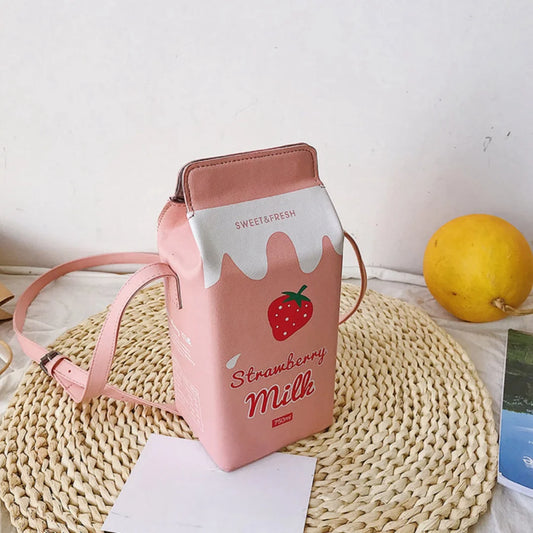 Women's Milk Carton Small Square Bag Contrast Printed Shoulder Crossbody Bag