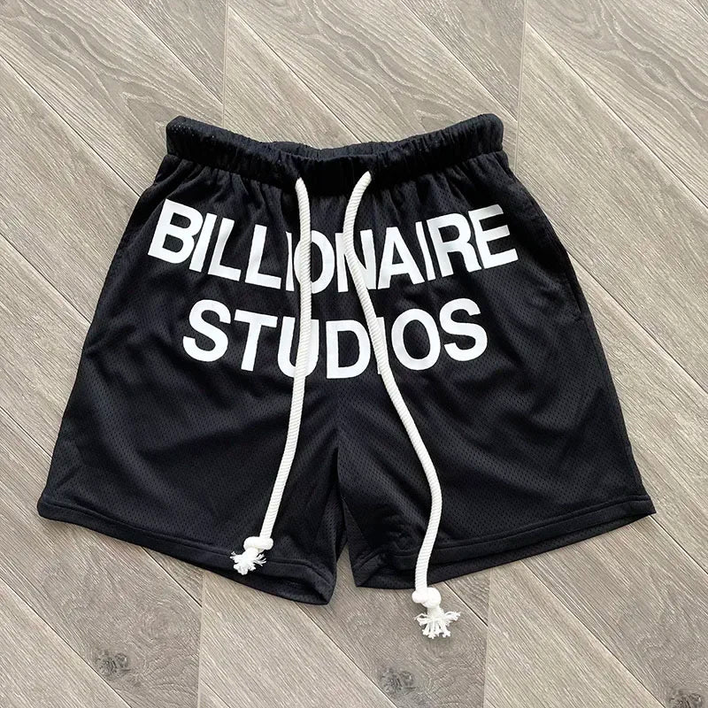 Cactus Jack Shorts Fashion Casual Loose Color Blocking Patch Black Drawstring Elastic Waist Shorts Men Women Streetwear Pants