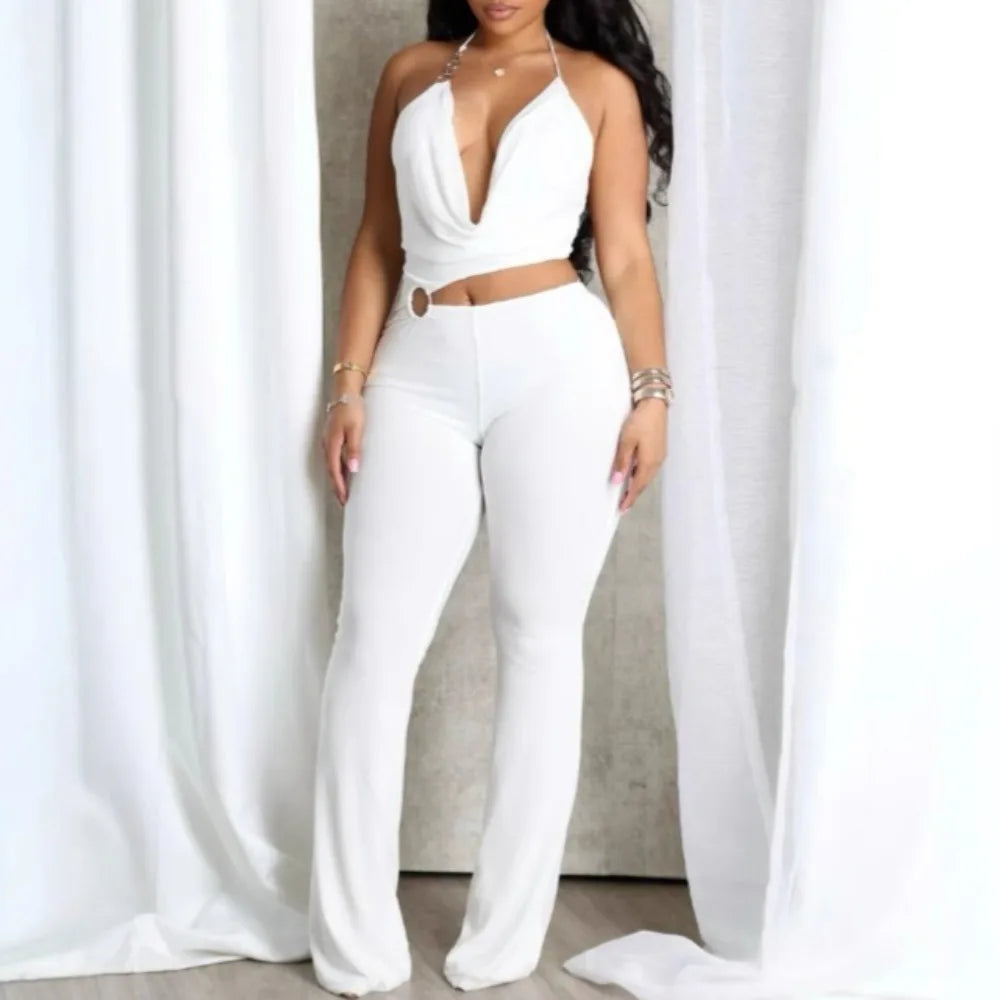 HLJ&GG Y2k Sexy Bodycon Jumpsuit for ladies Halter Sleeveless Backless Hollow Out Rompers, Streetwear Overalls 2025 Summer