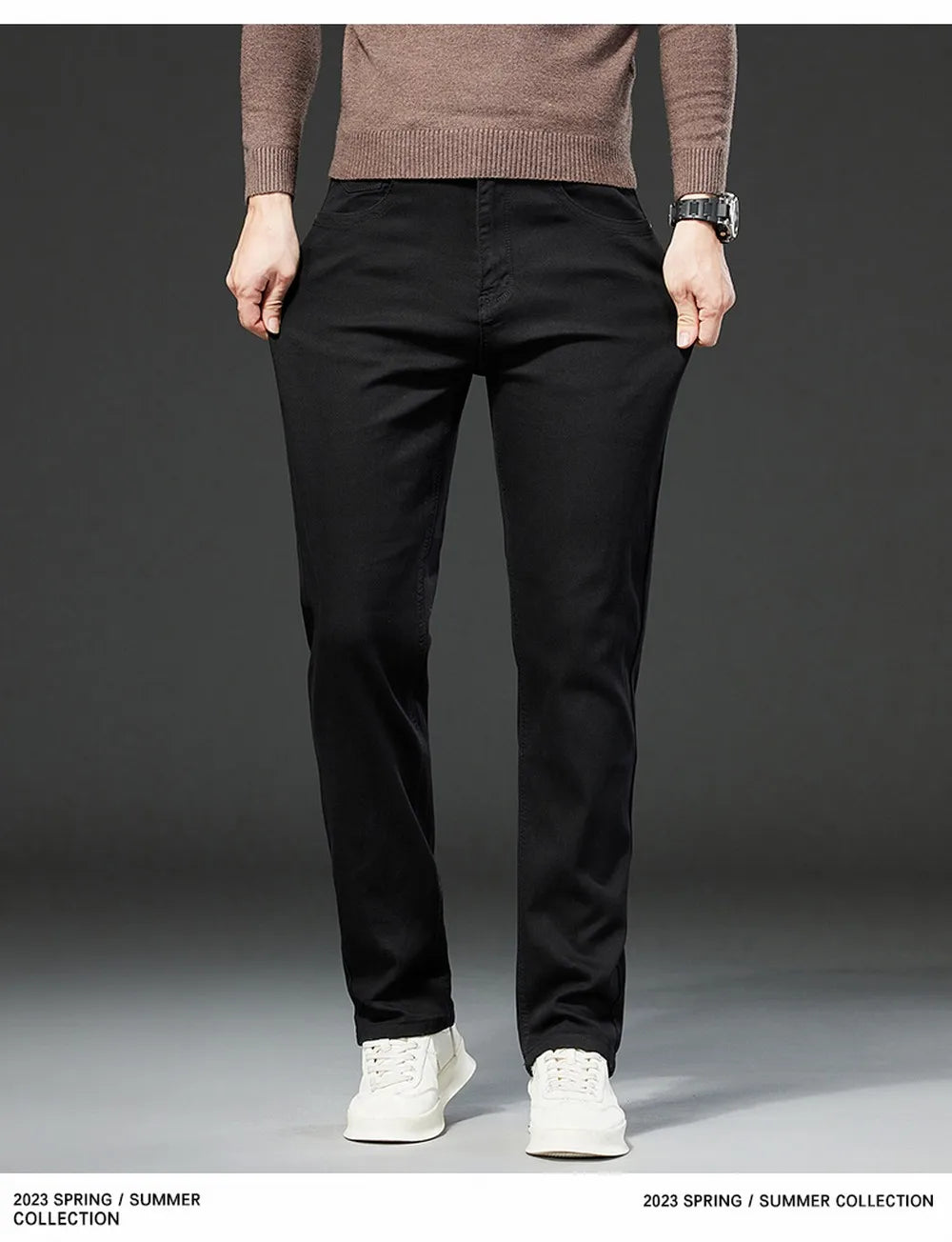 Denim White Jeans Elasticity Straight Slim Fit Casual Soft Business Classic Brand Trousers Fashion Advanced Stretch Denim Pants men