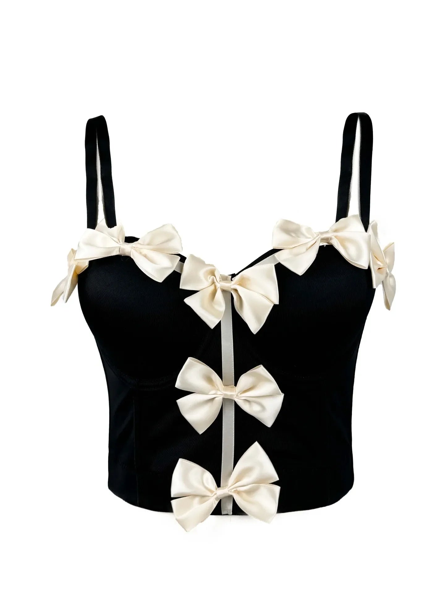 HLJ&GG Sweet Bow Fashion Corset Vest Two Piece Sets Women Thin Strap Slim Tank Top + Puffy Mini Skirts Outfits Female Streetwear