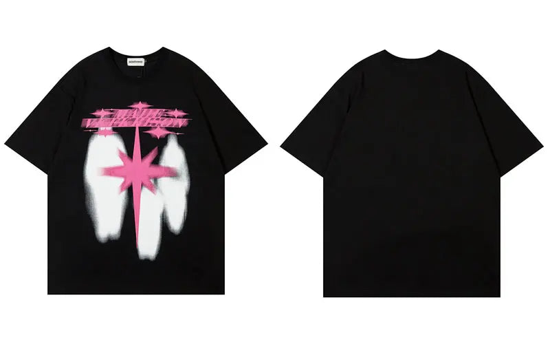 Men Punk Tshirt Hip Hop Shadow Graphic Print Gothic Streetwear T Shirt Harajuku Fashion Loose Tee Shirts 2024 Casual Cotton Top