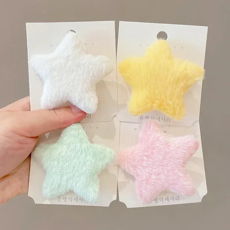 1/12pcs Plush Star Y2K Star Mini Star Hairpin Sweet Child Handmade Cute BB Pins Hairpin Headwear Hair Accessories Women Girls