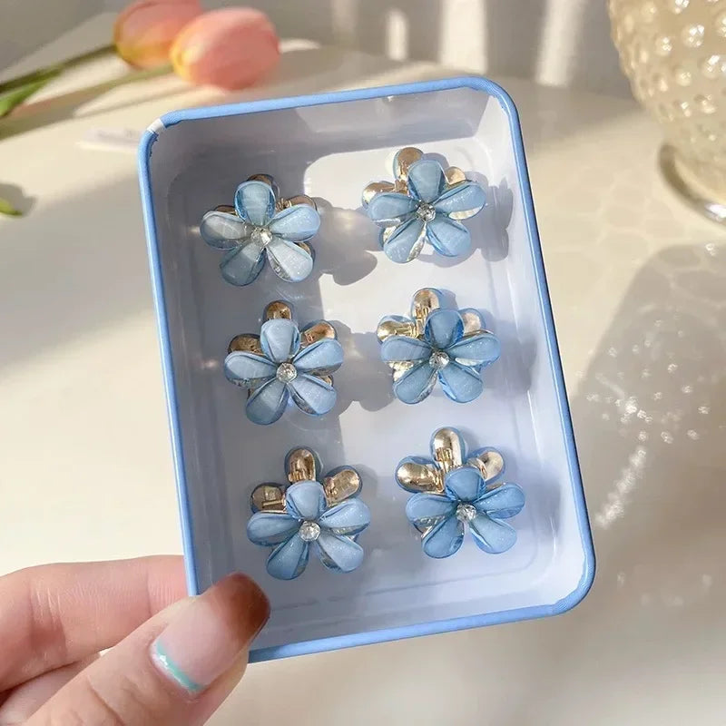1/10pcs Cute Mini Flower Hairclip Claws Women Girls Colorful Opal Hairpins Sweet Small Barrettes Accessories