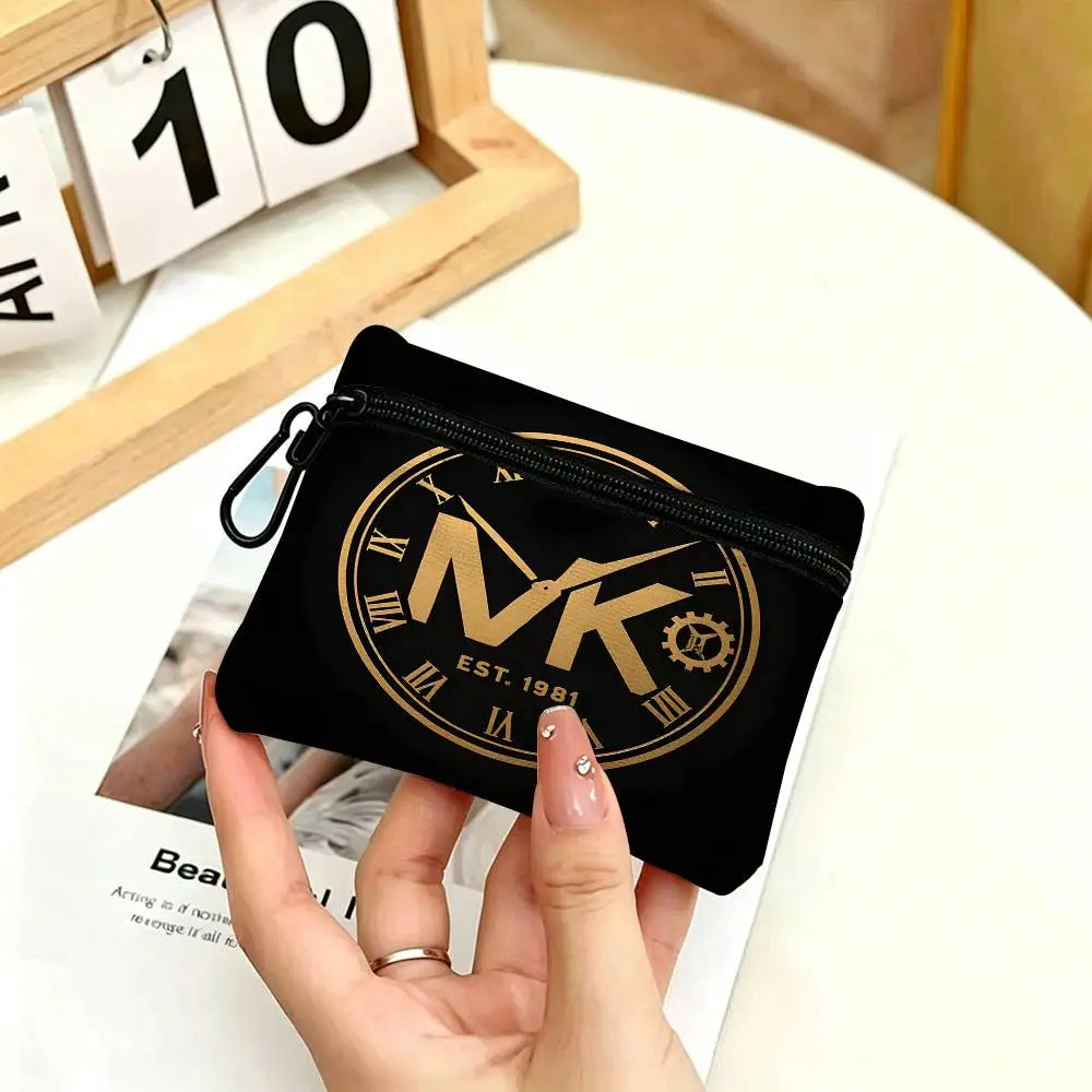 M-Michaels-Fashion-Kors Portable Oxford Fabric Mini Wallet Carabiner Design Small Coin Bag For Cards Keys Earphones