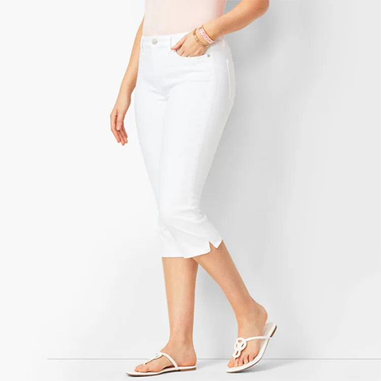 Ladies Jeans Pants Ladies Cropped Trousers Skinny Knee Length Jeans female Elastic High Waist Mom Jeans Oversize