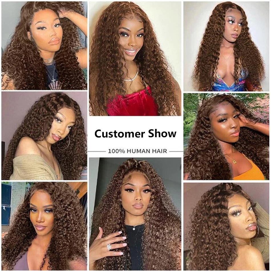 Deep Wave Frontal Wig 13x6 Hd Lace 30 Inch Chocolate Brown 13x4 Curly Lace Front Human Hair Water Wave Brazilian Wigs For Women