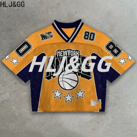 HLJ&GG Fashion 2 Piece Sets Women Outfit Deep V Letter Printing Loose T-shirt + Pleated Skirt Suit Streetwear Spring Summer New