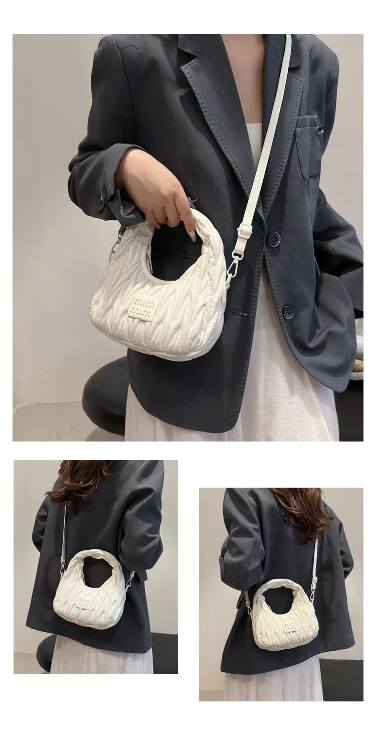 2025 New! Women's Niche Pleated Dumpling Bag – Mini Portable, Summer Trendy, Lightweight Fabric & Easy-Carry Messenger