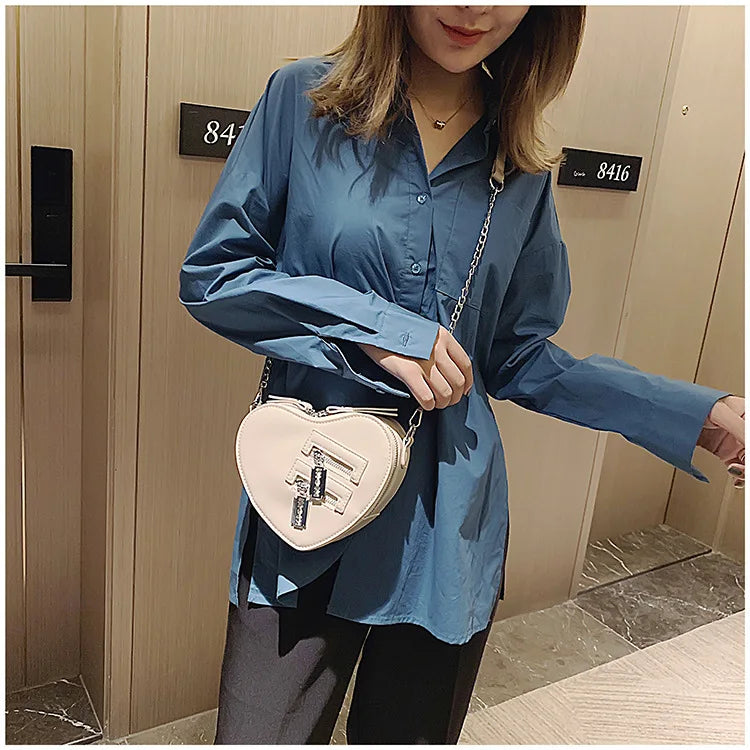 Gothic Heart Blade Zipper Chain Crossbody Bags for Women Girl Casual Shoulder Purses Handbags Techwear Summer Wallet Goth