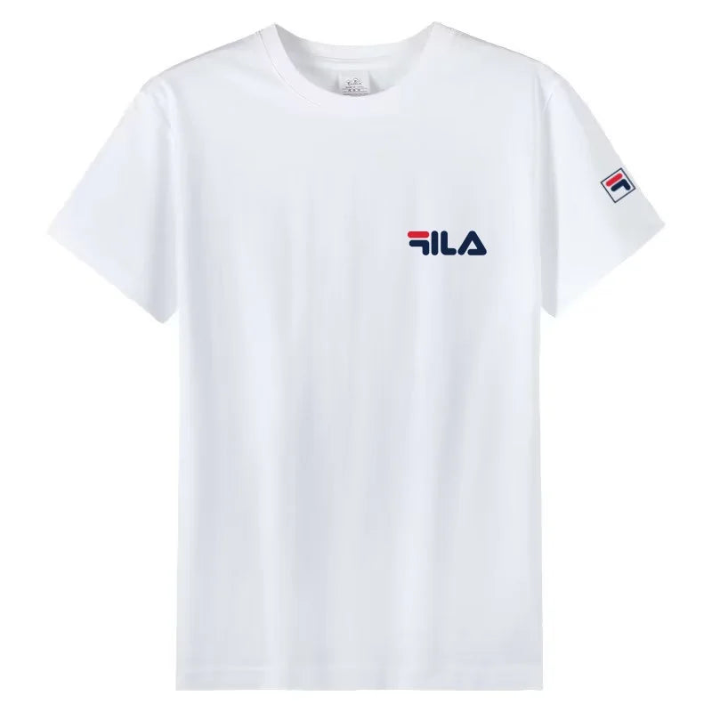 2025 summer new trendy cool family T-shirt, fila, pure cotton short sleeves