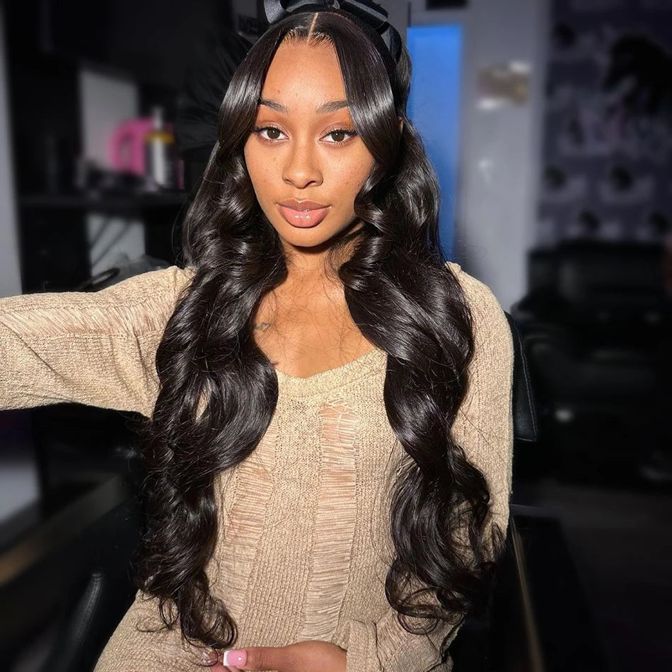 Highlight Green with Black Color Transparent Body Wave 13x6 13x4 Lace Frontal Human Wigs for Women Pre Plucked with Baby Hair
