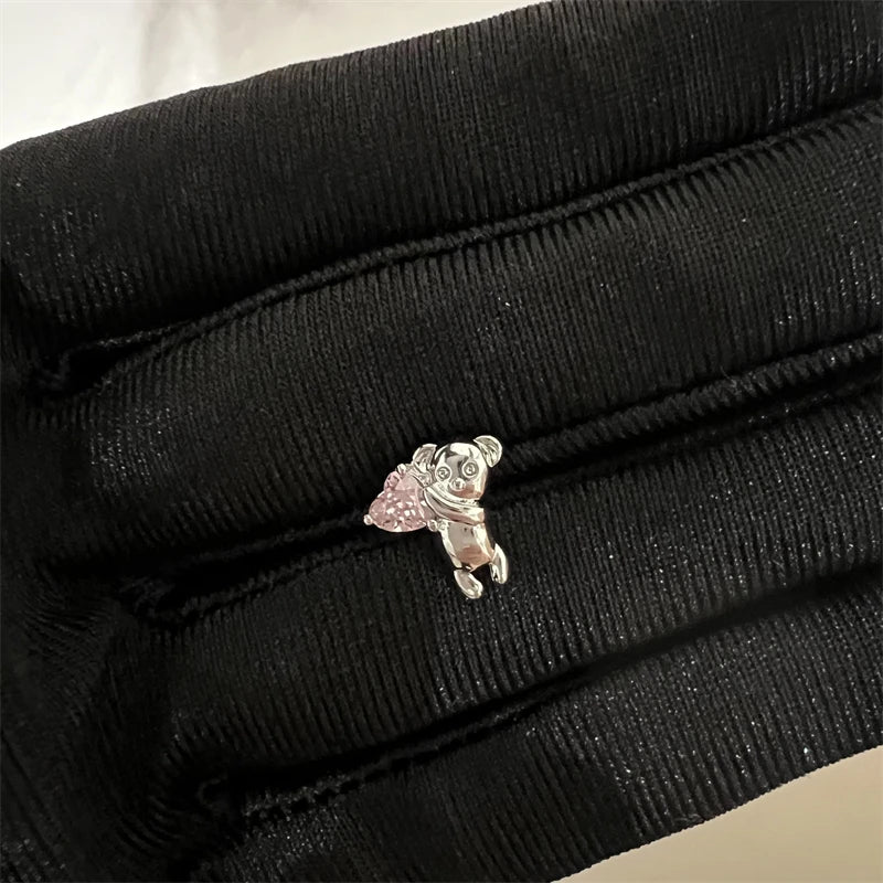 1PCS Cute Pink Zircon 316L Stainless Steel Ear Bone Nail New Fashion Y2K Punk Small Earring for Women Cochlea Jewelry Party Gift