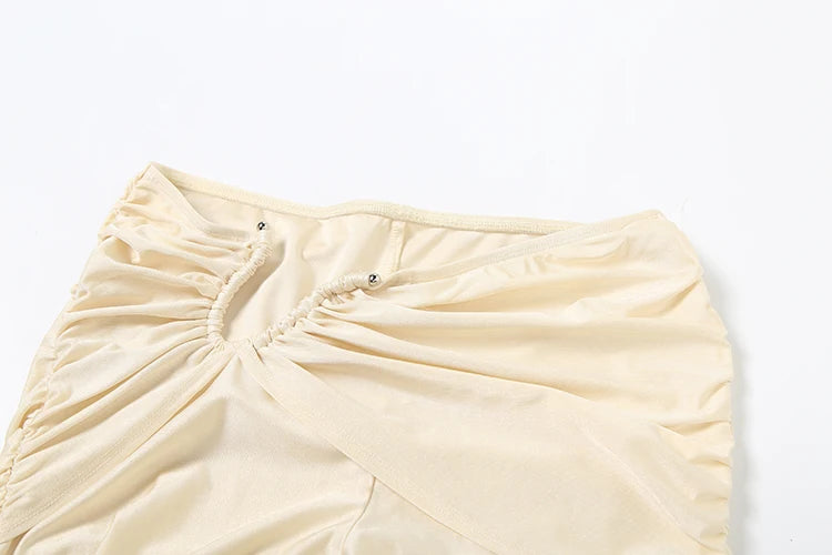 Weird Puss Wire Folds 2 Piece Set Women Chic Y2K Hollow Sliky Tank Tops+Shirring Pants Female Trend Sexy Street Matching Suits