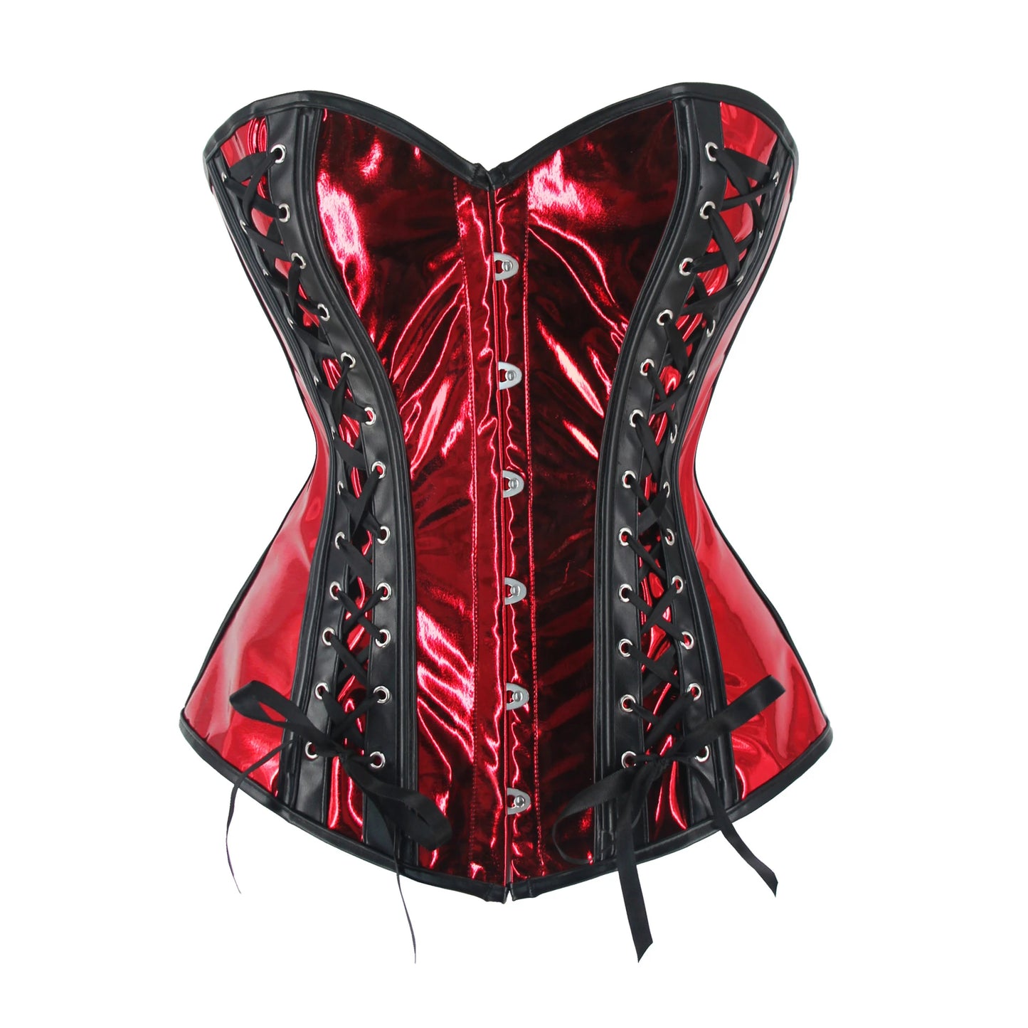 Silver PU Leather Corset Top Women Gothic Overbust Steampunk Corset and Bustier Women Sexy Corselet Clubwear