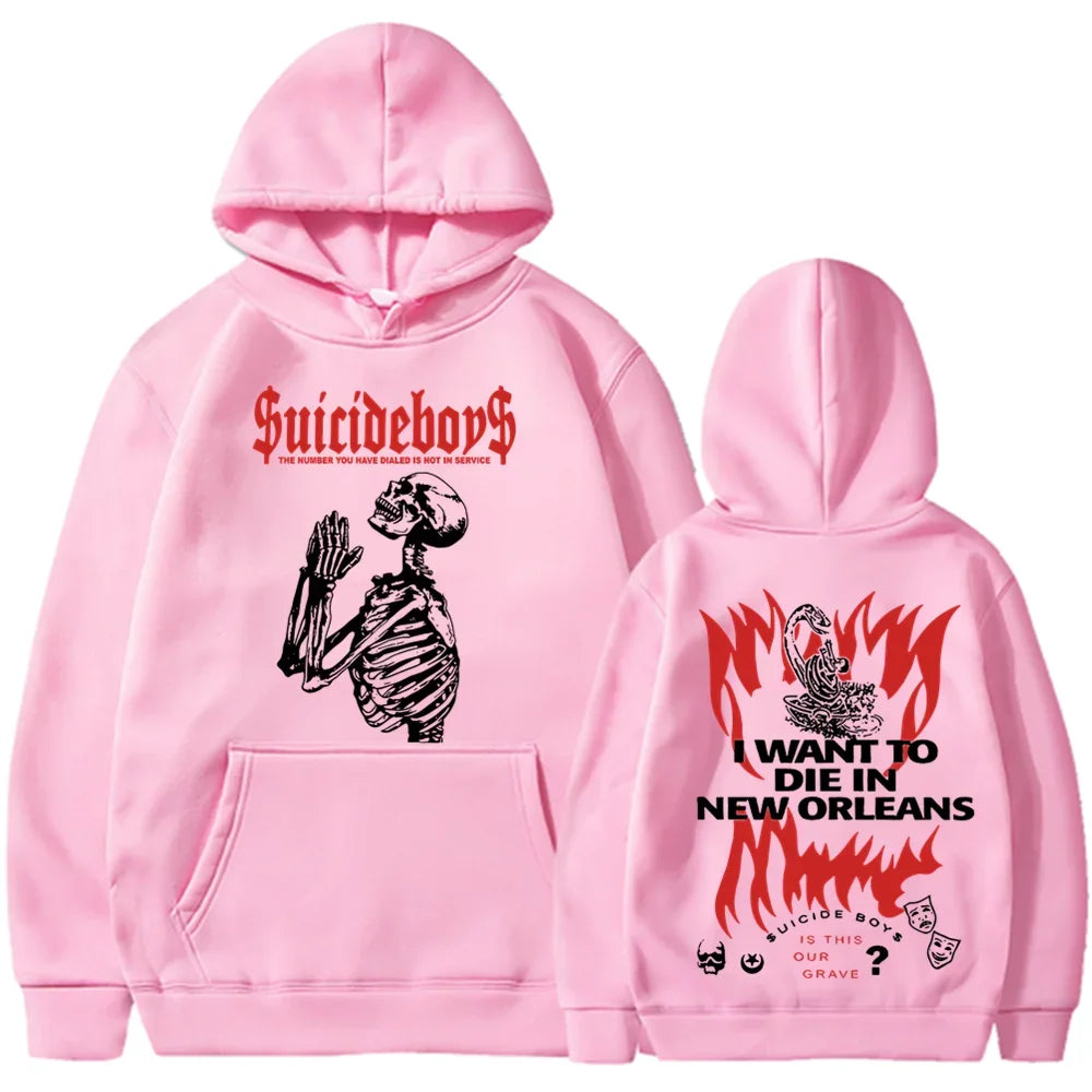 2025 new hoodie Suicide boy Wearing a hood, I want to die in New Orleans, super fashionable hoodie