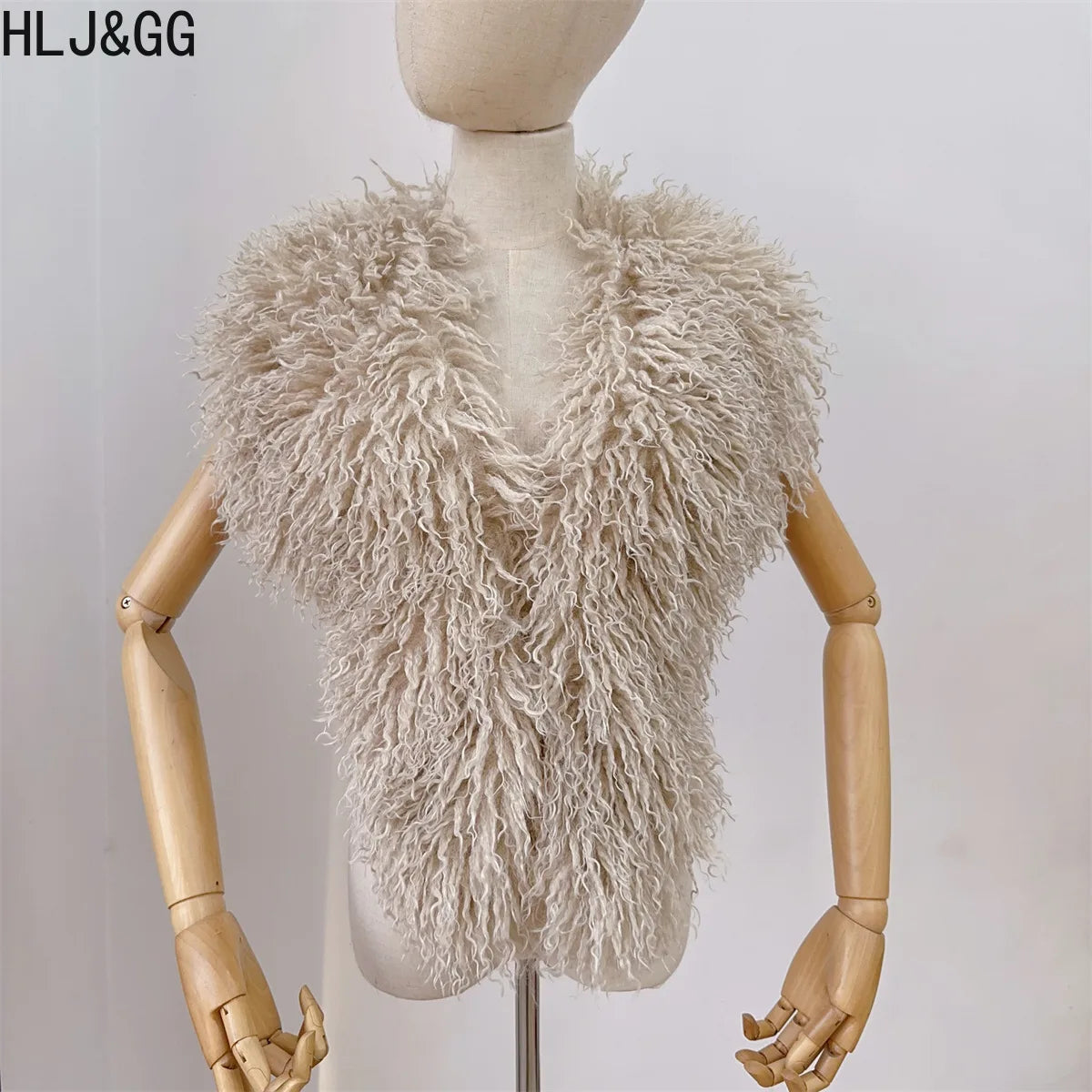 HLJ&GG Trend Y2K Two Piece Sets Women Fur Feather Halter Waistcoat Fashion Backless Lace Up Legs Cover Streetwear Clothing 2025