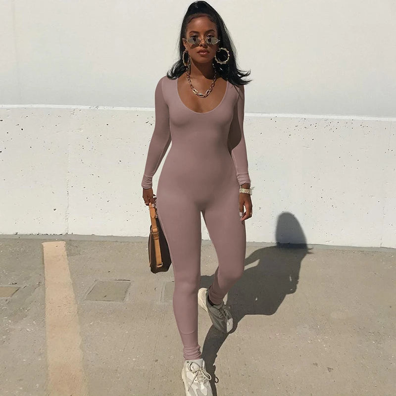 Dulzura Women 2024 Autumn Winter Long Sleeve Bodycon Streetwear Jumpsuit Overall One Piece Outfit Wholesale Items for Business