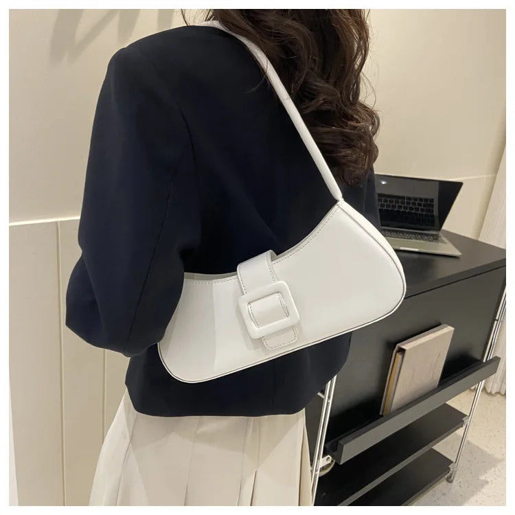 Fashion Solid Women's Shoulder Bag Artificial Leather Square Underarm Bags Ladies Handbags For Daily Used and Gift