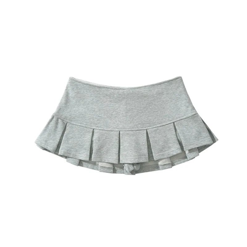 HLJ&GG Y2K Fashion Letter Print Two Piece Sets Women Round Neck Short Sleeve Slim Crop Top + Pleated Mini Skirts Outfits 2025