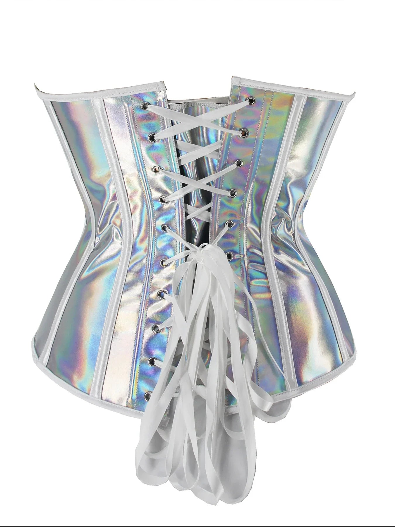 Silver PU Leather Corset Top Women Gothic Overbust Steampunk Corset and Bustier Women Sexy Corselet Clubwear