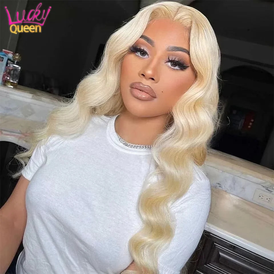 Ocean Blue Pre Plucked 613 Colorful Wigs 180Density Body Wave Light Blue Human Hair Transparent 13X4 13X6 Lace Frontal For Women