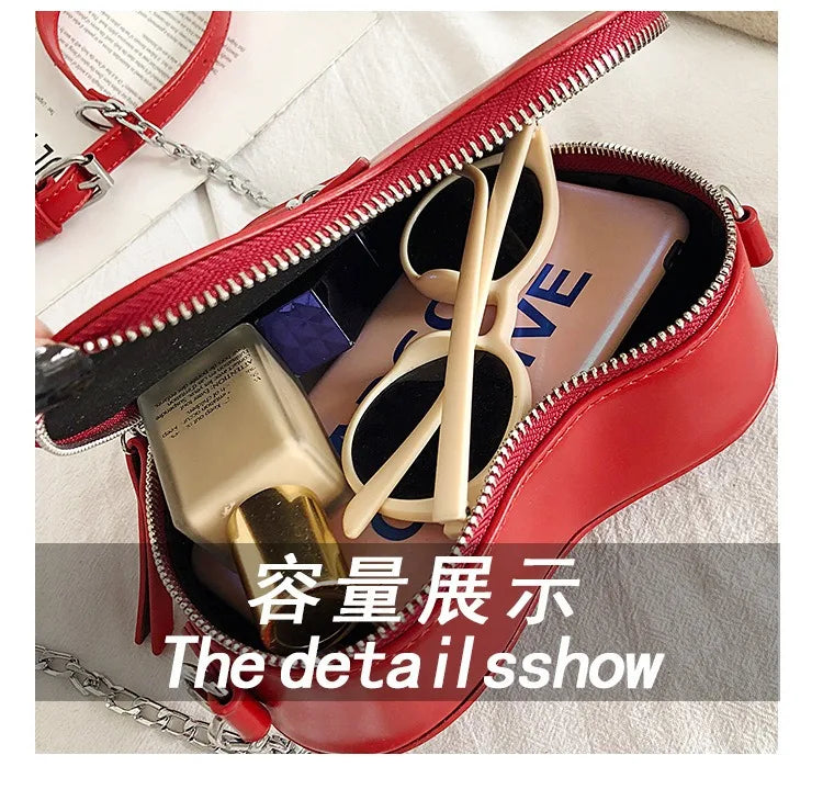 Gothic Heart Blade Zipper Chain Crossbody Bags for Women Girl Casual Shoulder Purses Handbags Techwear Summer Wallet Goth