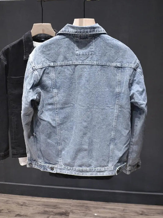 Cowboy Coat for Men Pockets Plus Size Casual Slim Autumn Denim Jackets Man Menswear Japanese Retro Cowgirl Original Trendy Rock