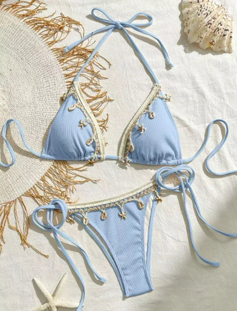 Sexy Halter Triangle Bikini set for Women Side Tie Swimsuit Strappy Beachwear Perfect for Summer Vacation