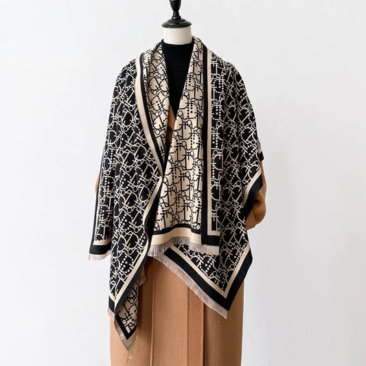 New Letter Design Winter Warm Cashmere Jacquard Scarves High Quality Women Thicken Wrap Shawl Ladies Wool Pashmina Scarf
