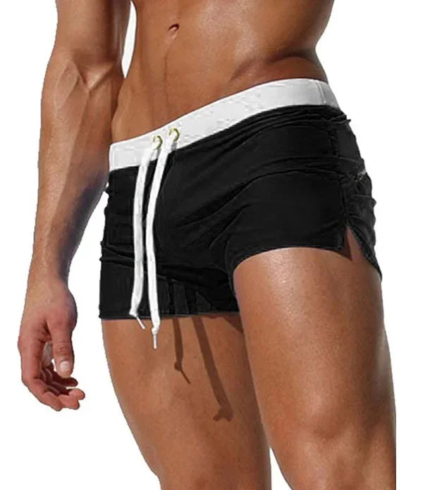 Men's Swimsuit 10 Color Back Pocket Design Quick-drying Beach Men's Boxer Shorts Summer Swimming Trunks