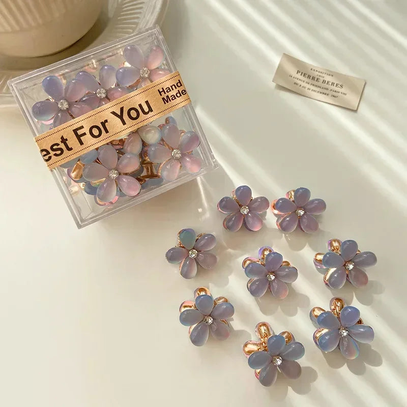 1/10pcs Cute Mini Flower Hairclip Claws Women Girls Colorful Opal Hairpins Sweet Small Barrettes Accessories