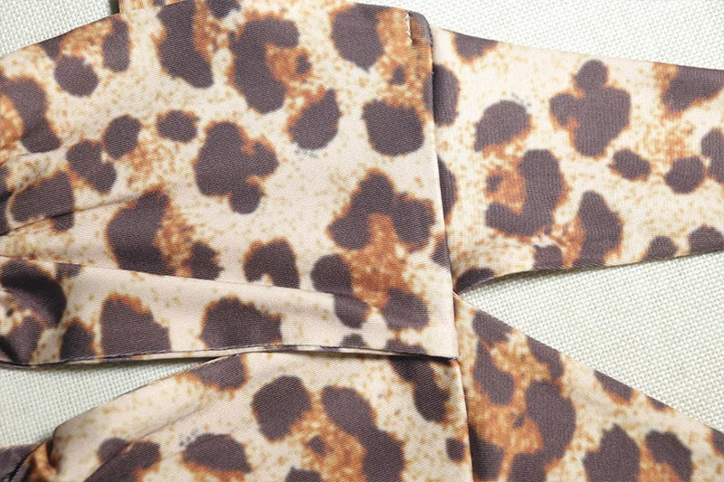 Weird Puss Leopard Print 2 Piece Set Women Halter Bandage Backless Crop Tops+Skinny Peach Hip Pants Wild Trend Streetwear Suits