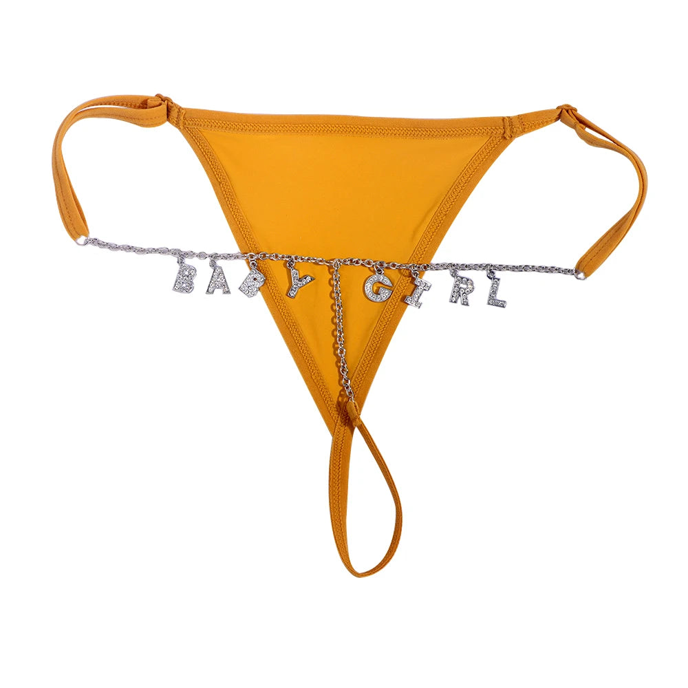 Customize Name Crystal Letters Waist Body Chain for Women Sexy Leopard Underwear Thong Body Jewelry Valentine's Day Gift