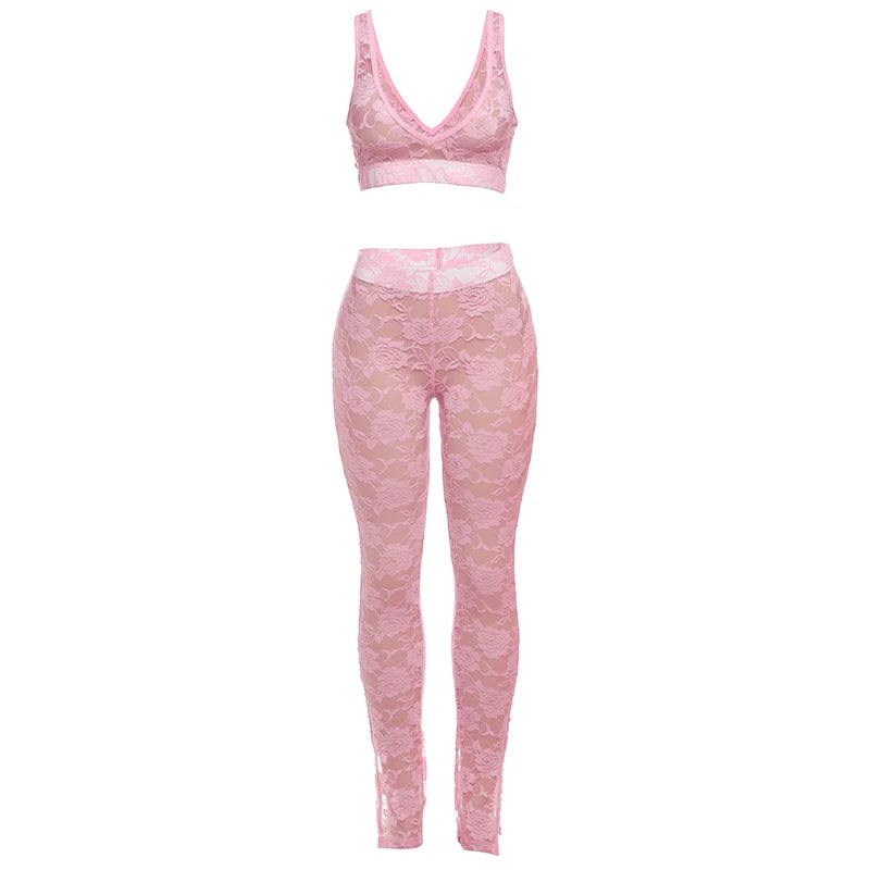 Weird Puss Jacquard Sexy 2 Piece Set Women Thin Summer Coquette Wide Belt Tank Tops+Leggings Stretch Activity Matching Clubwear