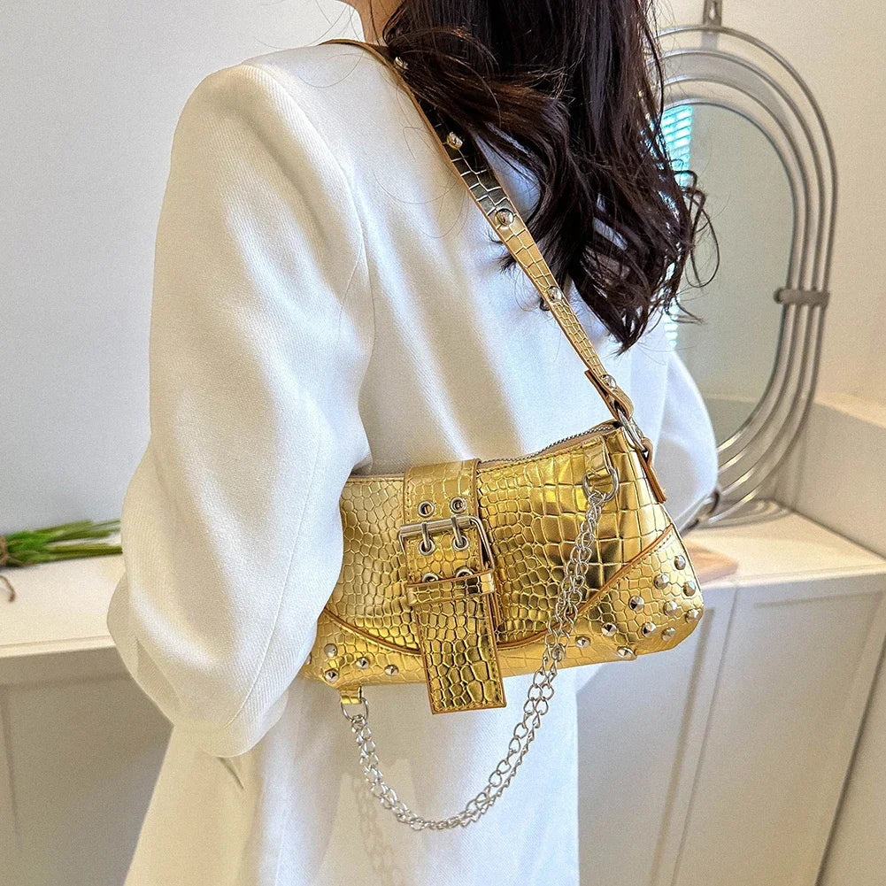 Fashion Women Shoulder Bag Y2K Armpit Bag Luxury Design Bag Pleated Underarm Bag Solid Color Messenger Bag Purse Hobos Handbags