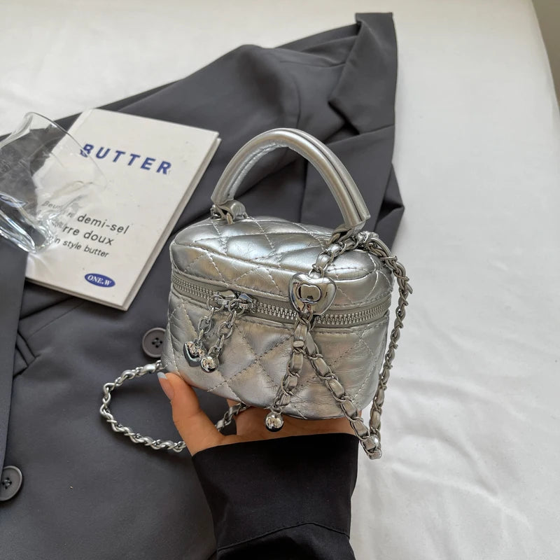 1 Piece of Pure Color Quilted Chain Bag, Versatile Shoulder Bag for Women, Hand-Held Crossbody Bag, Lipstick Small Square Bag