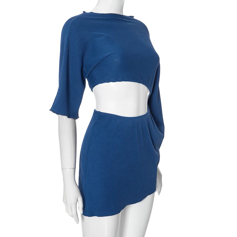 Weird Puss Ribbed Hollow Dress Women Chic Irregular Inclined Shoulder Hipster Stretch Solid Hipster Autumn Mini Bodycon Clubwear