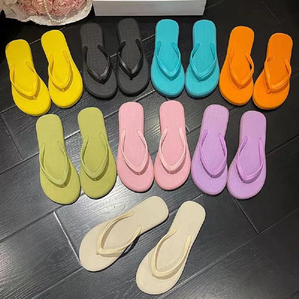 Solid Color Non-slip Leisure Couple Slippers Women Summer Beach Slippers Outdoor Women Flip Flops Breathable Beach sandals women