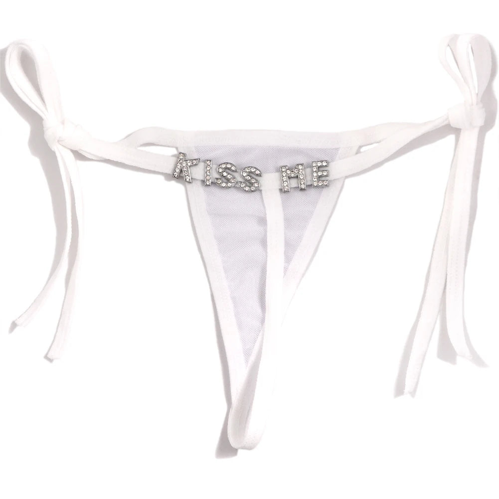 Sexy Lace G-string Thong Custom Underwear Name Letter Waist Chain Body Jewelry Personalized Crystal Letter Birthday Gift