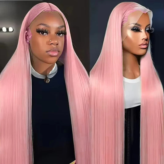 Light Pink 13x6 HD Lace Front Human Hair Wigs For Women Pre Plucked Brazilian Straight 13x4 HD Frontal Wigs 100% Human Hair Wig