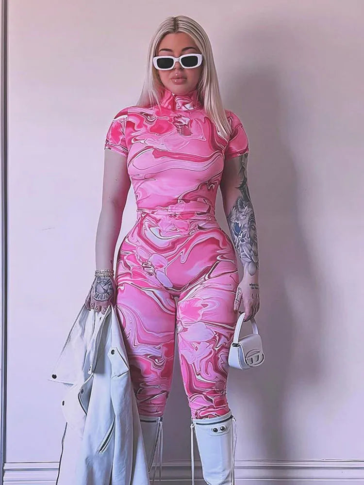 Weird Puss Peach Buttocks Jumpsuit Women Backless Leopard Print Shorts Sleeve Fitness Summer Trend Streetwear Workout Overalls