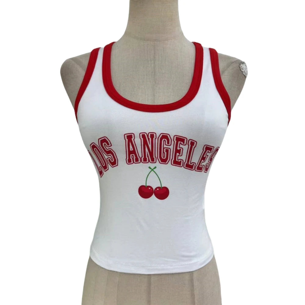 HLJ&GG Red Stripe Knitting Y2K Fashion Streetwear Women O Neck Sleeveless Slim Crop Top And Shorts Two Piece Sets Outfits 2025