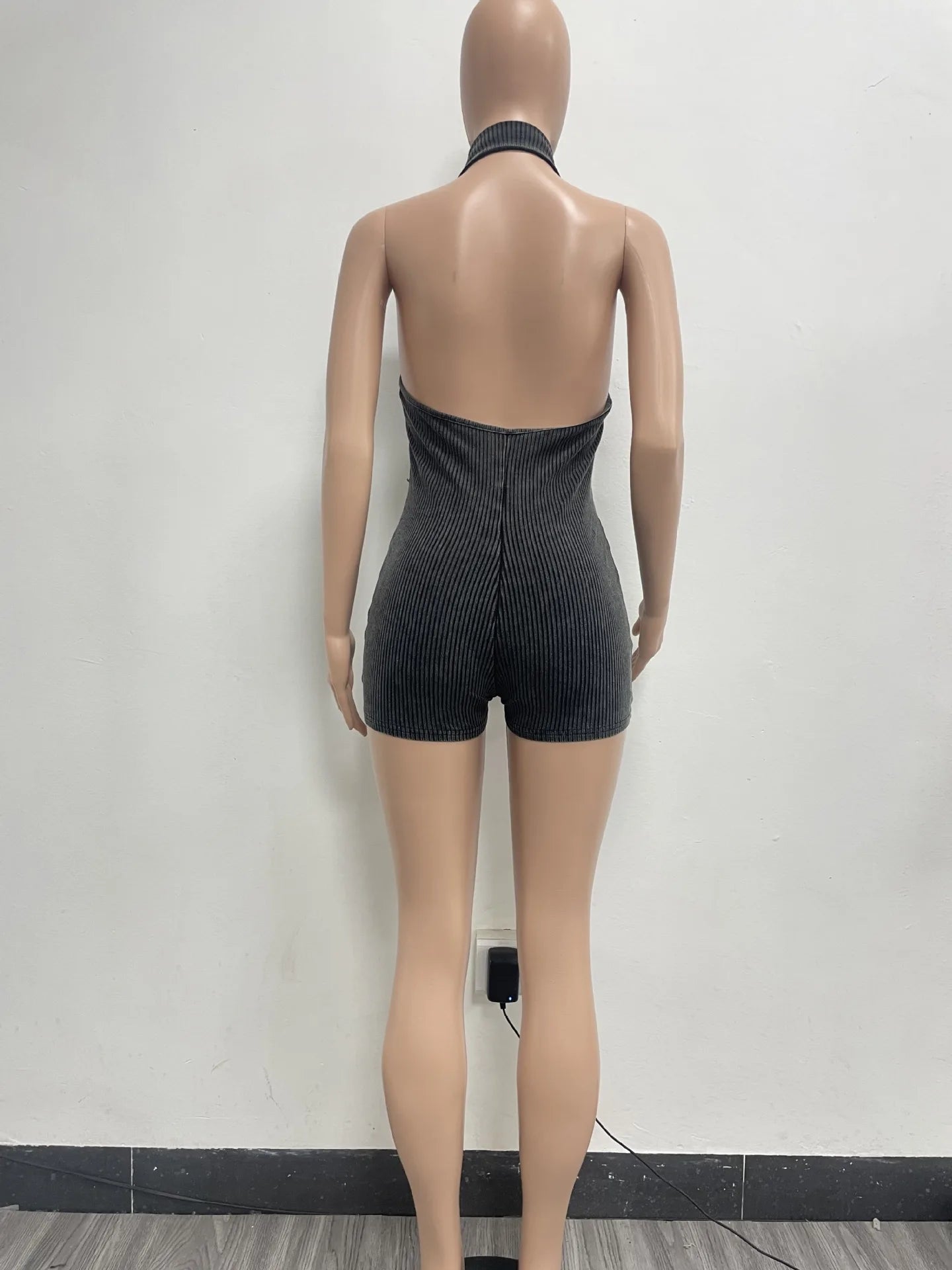 HLJ&GG Sexy Ribber Deep V Bodycon One Piece Rompers Women Sleeveless Backless Slim Jumpsuits Fashion Solid Color Overalls 2025