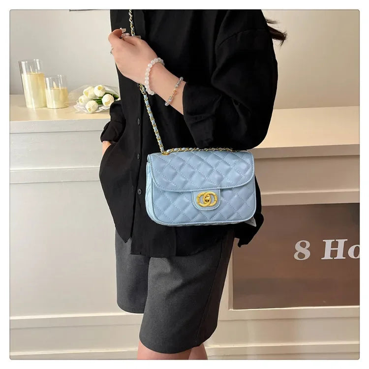 2025 New Women's Light Luxury Chain Square Bag Trendy Crossbody Shoulder Design | Versatile Handy Small Purse for Daily/Evening