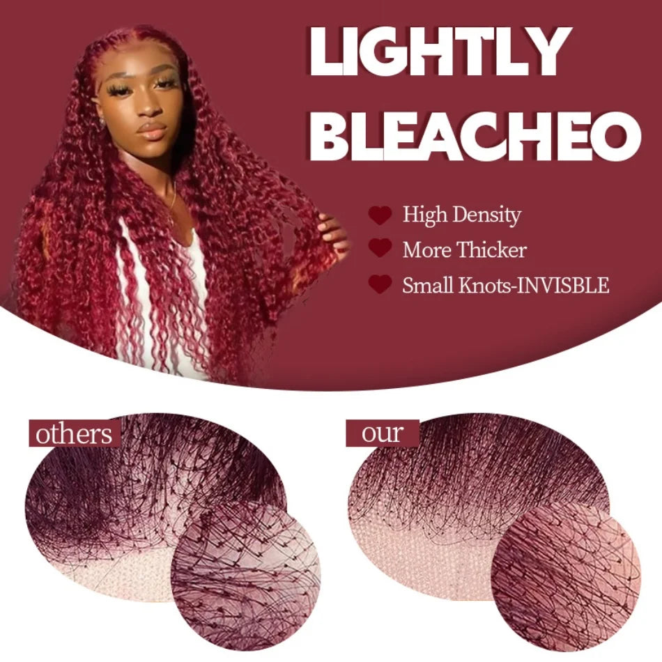 Wet And Wavy 99j Lace Frontal Wig Human Hair Burgundy 13x6 Hd Lace Frontal Human Hair Wig Red Curly Lace Front Human Hair Wigs