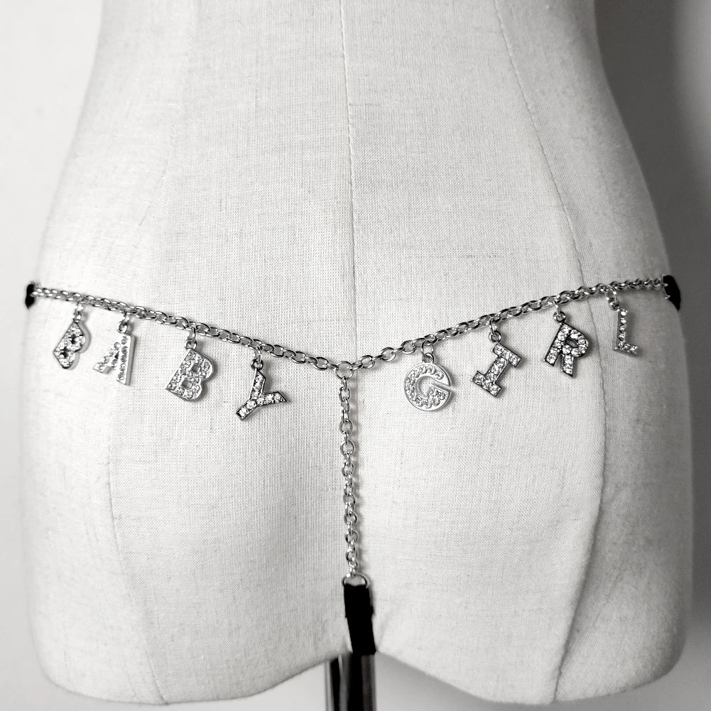 Customize Name Crystal Letters Waist Body Chain for Women Sexy Leopard Underwear Thong Body Jewelry Valentine's Day Gift
